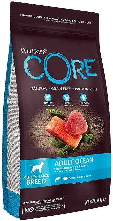 ΤΡΟΦΗ ΣΚΥΛΟΥ WELLNESS CORE ADULT OCEAN ΣΟΛΩΜΟΣ - ΤΟΝΟΣ 1.8KG CORE