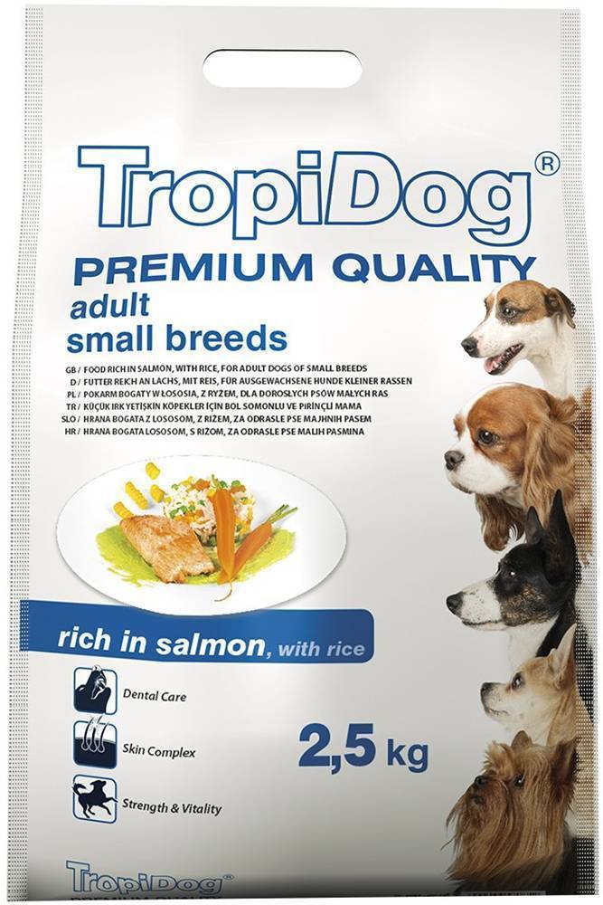 ΤΡΟΦΗ ΣΚΥΛΟΥ TROPIDOG PREMIUM ADULT SMALL BREEDS ΣΟΛΟΜΟΣ 2.5KG TROPIDOG