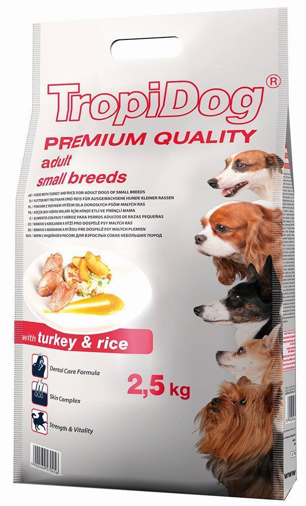ΤΡΟΦΗ ΣΚΥΛΟΥ TROPIDOG PREMIUM ADULT SMALL BREEDS ΓΑΛΟΠΟΥΛΑ - ΡΥΖΙ 2.5KG TROPIDOG