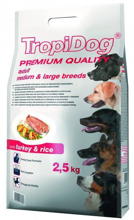 TROPIDOG ΤΡΟΦΗ ΣΚΥΛΟΥ TROPIDOG PREMIUM ADULT MEDIUM-LARGE BREEDS ΓΑΛΟΠΟΥΛΑ - ΡΥΖΙ 2.5KG