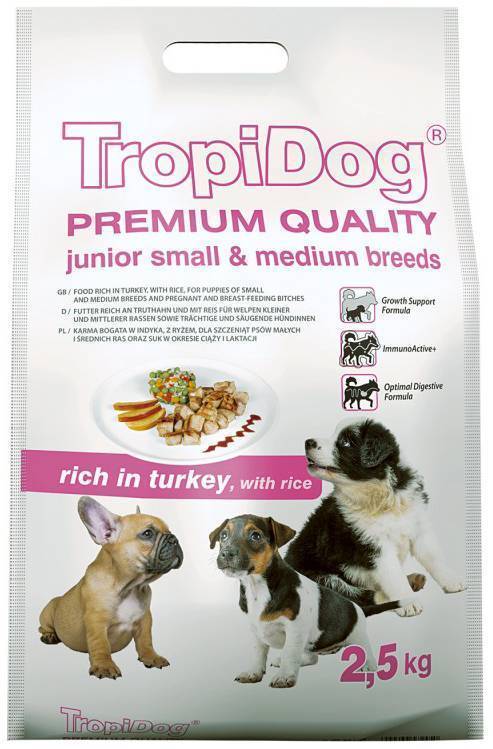 ΤΡΟΦΗ ΣΚΥΛΟΥ TROPIDOG PREMIUM JUNIOR SMALL-MEDIUM BREEDS ΓΑΛΟΠΟΥΛΑ - ΡΥΖΙ 2.5KG