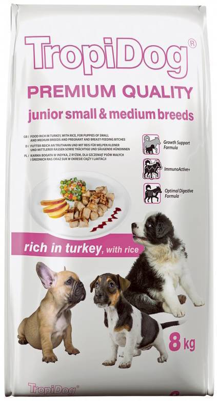 ΤΡΟΦΗ ΣΚΥΛΟΥ TROPIDOG PREMIUM JUNIOR SMALL-MEDIUM BREEDS ΓΑΛΟΠΟΥΛΑ - ΡΥΖΙ 8KG