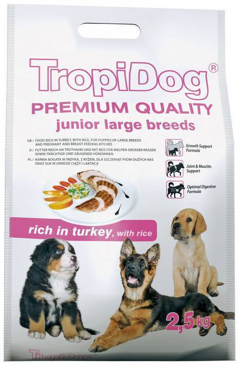 TROPIDOG ΤΡΟΦΗ ΣΚΥΛΟΥ TROPIDOG PREMIUM JUNIOR LARGE BREED ΓΑΛΟΠΟΥΛΑ - ΡΥΖΙ 2.5KG