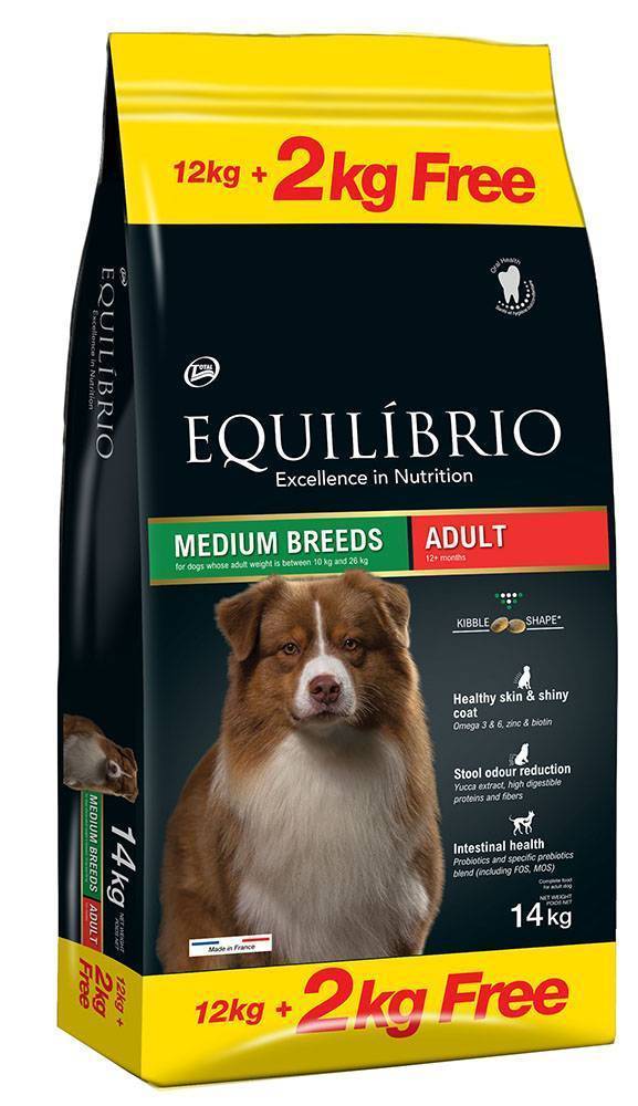 ΤΡΟΦΗ ΣΚΥΛΟΥ EQUILIBRIO ADULT ACTIVE MEDIUM BREEDS 12+2KG ΔΩΡΟ EQUILIBRIO