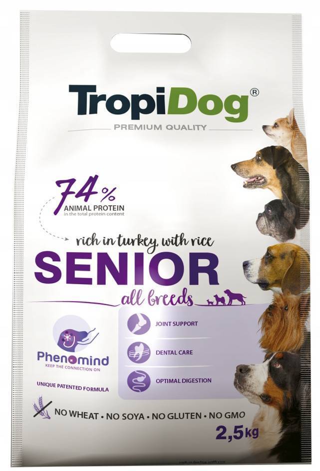 ΤΡΟΦΗ ΣΚΥΛΟΥ TROPIDOG PREMIUM SENIOR ALL BREEDS ΓΑΛΟΠΟΥΛΑ - ΡΥΖΙ 2.5KG TROPIDOG