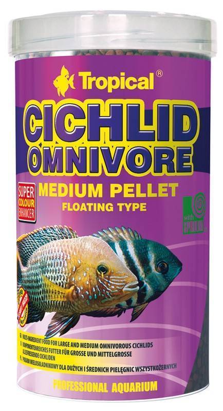 ΤΡΟΦΗ ΨΑΡΙΩΝ TROPICAL CICHLID OMNIVORE MEDIUM PELLET 180GR TROPICAL
