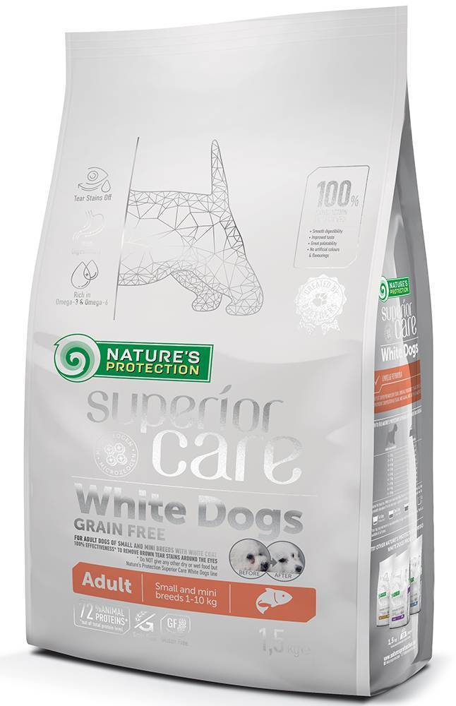 NATURES PROTECTION ΤΡΟΦΗ ΣΚΥΛΟΥ NATURE&#039;S PROTECTION GRAIN FREE ΑDULT SMALL BREED ΣΟΛΟΜΟΣ ΓΙΑ ΛΕΥΚΟ ΤΡΙΧΩΜΑ 1.5KG