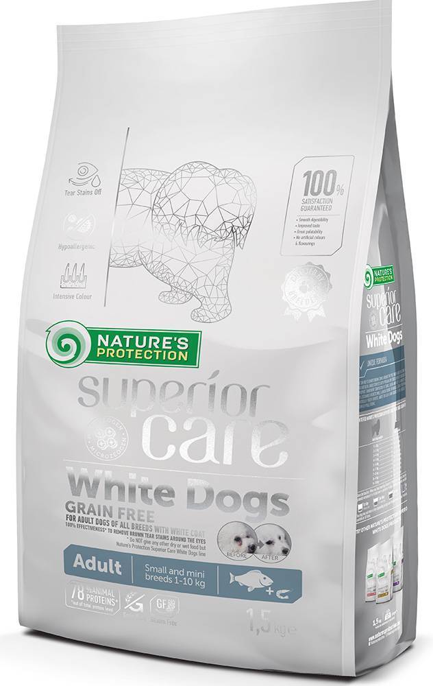 NATURES PROTECTION ΤΡΟΦΗ ΣΚΥΛΟΥ NATURE&#039;S PROTECTION GRAIN FREE ΑDULT SMALL BREED ΛΕΥΚΟ ΨΑΡΙ ΓΙΑ ΛΕΥΚΟ ΤΡΙΧΩΜΑ 1.5KG
