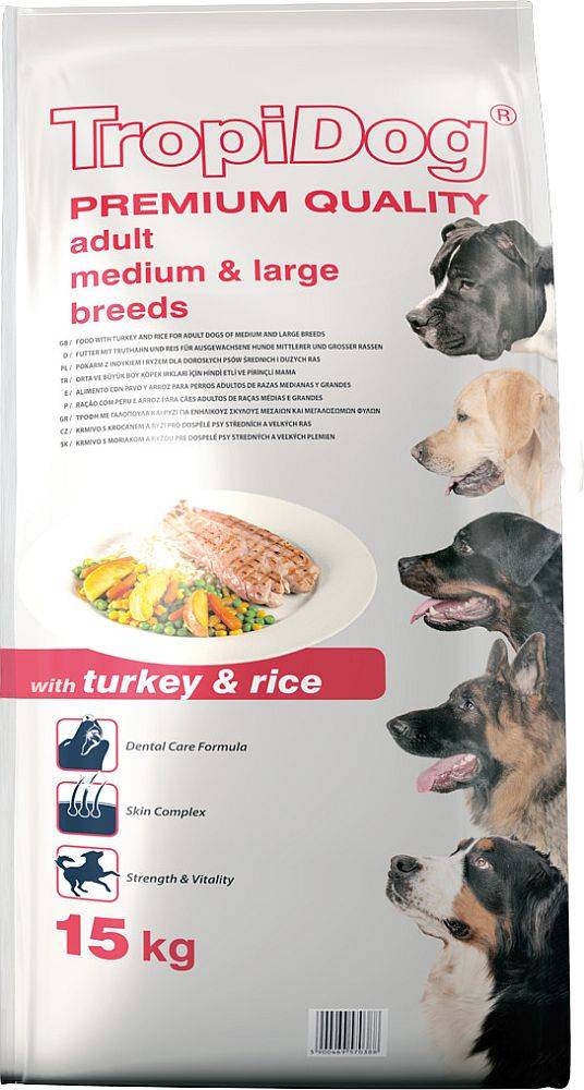 TROPIDOG ΤΡΟΦΗ ΣΚΥΛΟΥ TROPIDOG PREMIUM ADULT MEDIUM-LARGE BREEDS ΓΑΛΟΠΟΥΛΑ - ΡΥΖΙ 12KG