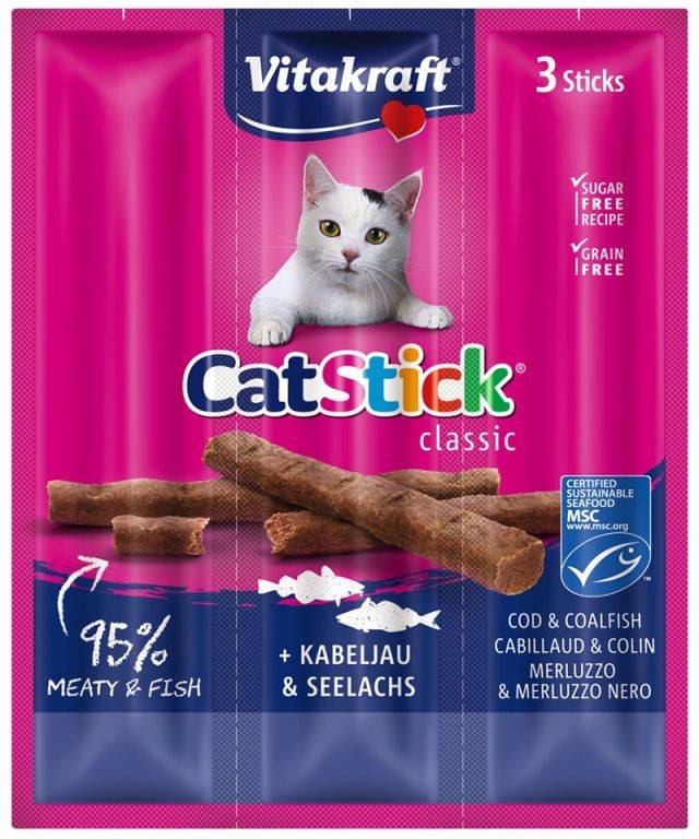 ΛΙΧΟΥΔΙΕΣ ΓΑΤΑΣ VITAKRAFT CAT STICK ΜΠΑΚΑΛΙΑΡΟΣ - ΤΟΝΟΣ 3ΤΜΧ VITAKRAFT