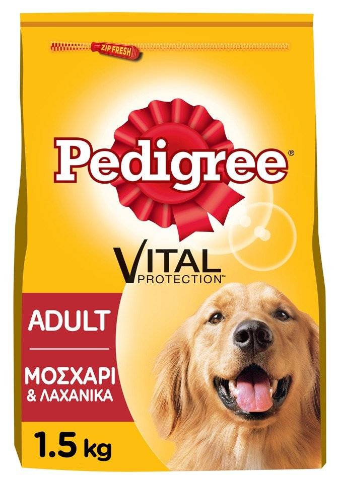 PEDIGREE ΤΡΟΦΗ PEDIGREE ADULT ΜΕ ΒΟΔΙΝΟ - ΛΑΧΑΝΙΚΑ 1.5KG