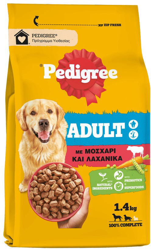 ΤΡΟΦΗ PEDIGREE ADULT ΜΕ ΒΟΔΙΝΟ - ΛΑΧΑΝΙΚΑ 1.4KG