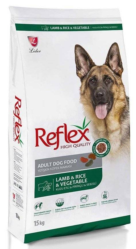 ΤΡΟΦΗ REFLEX ADULT ΜΕ ΑΡΝΙ, ΡΥΖΙ ΚΑΙ ΛΑΧΑΝΙΚΑ 15KG REFLEX