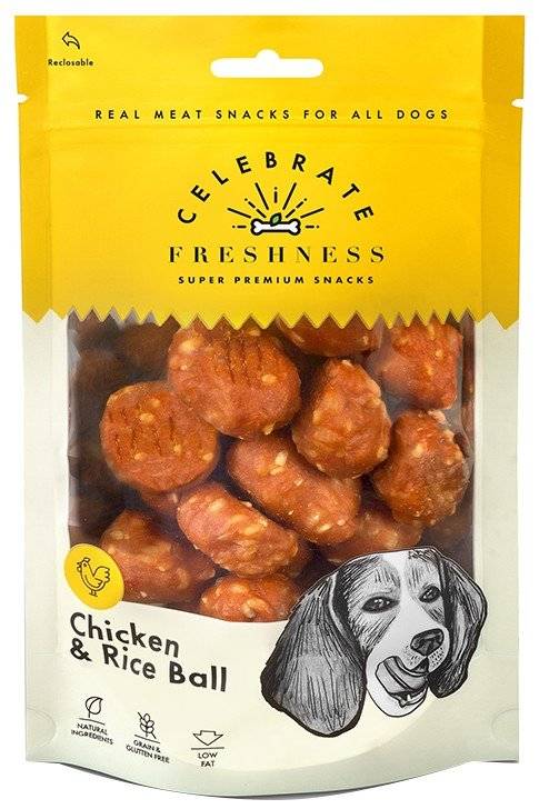 SNACK CELEBRATE FRESHNESS GRAIN FREE CHICKEN - RICE BALLS 100GR