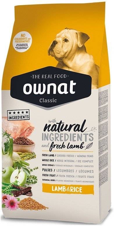 ΤΡΟΦΗ ΣΚΥΛΟΥ OWNAT CLASSIC ΑΡΝΙ - ΡΥΖΙ 20KG OWNAT