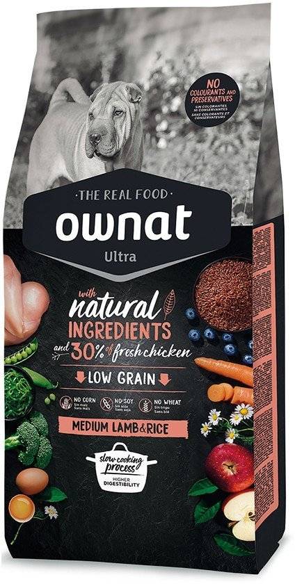 ΤΡΟΦΗ ΣΚΥΛΟΥ OWNAT ULTRA MEDIUM ADULT ΑΡΝΙ - ΡΥΖΙ 14KG OWNAT