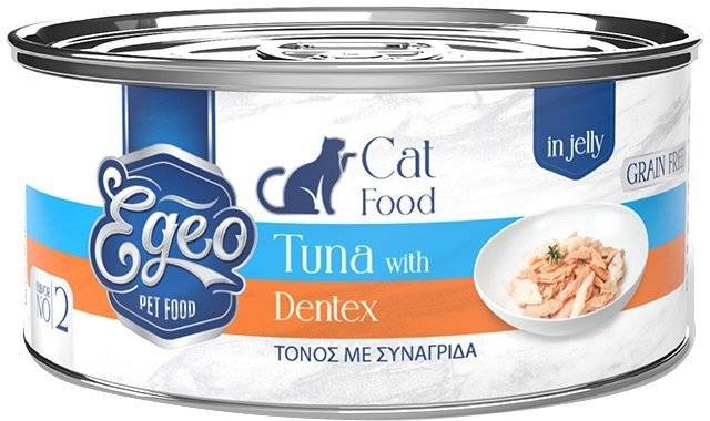 ΚΟΝΣΕΡΒΑ ΓΑΤΑΣ EGEO ΤΟΝΟΣ ΜΕ ΣΥΝΑΓΡΙΔΑ ΣΕ ΖΕΛΕ 85GR EGEO
