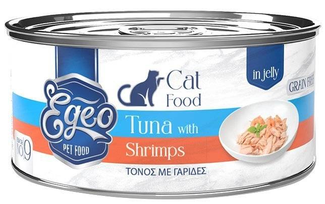 ΚΟΝΣΕΡΒΑ ΓΑΤΑΣ EGEO ΤΟΝΟΣ ΜΕ ΓΑΡΙΔΕΣ ΣΕ ΖΕΛΕ 85GR