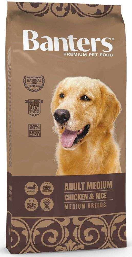 ΤΡΟΦΗ ΣΚΥΛΟΥ BANTERS ADULT MEDIUM BREED ΚΟΤΟΠΟΥΛΟ - ΡΥΖΙ 15KG BANTERS