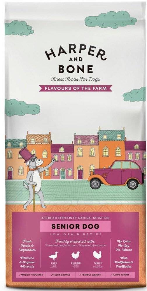 HARPER - BONE ΤΡΟΦΗ ΣΚΥΛΟΥ HARPER - BONE SENIOR-LIGHT FLAVOURS OF THE FARM ΠΑΠΙΑ-ΚΟΤΟΠΟΥΛΟ - ΓΑΛΟΠΟΥΛΑ 2KG