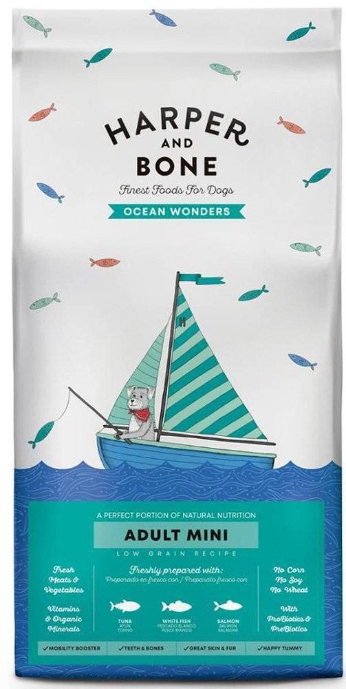 HARPER - BONE ΤΡΟΦΗ ΣΚΥΛΟΥ HARPER - BONE ADULT MINI OCEAN WONDERS ΤΟΝΟΣ-ΣΟΛΟΜΟΣ - ΛΕΥΚΟ ΨΑΡΙ 2KG