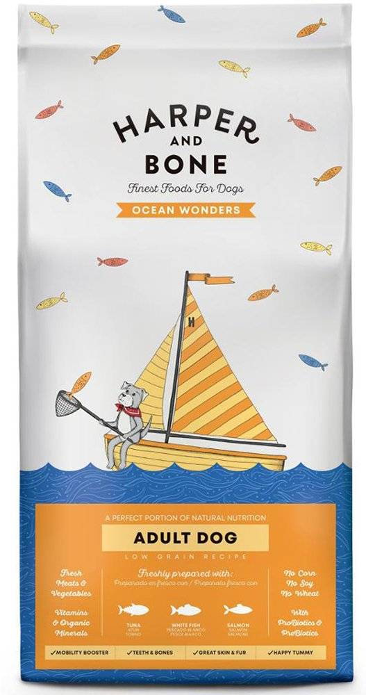 ΤΡΟΦΗ ΣΚΥΛΟΥ HARPER - BONE ADULT MEDIUM-LARGE OCEAN WONDERS ΤΟΝΟΣ-ΣΟΛΟΜΟΣ - ΛΕΥΚΟ ΨΑΡΙ 2KG HARPER - BONE