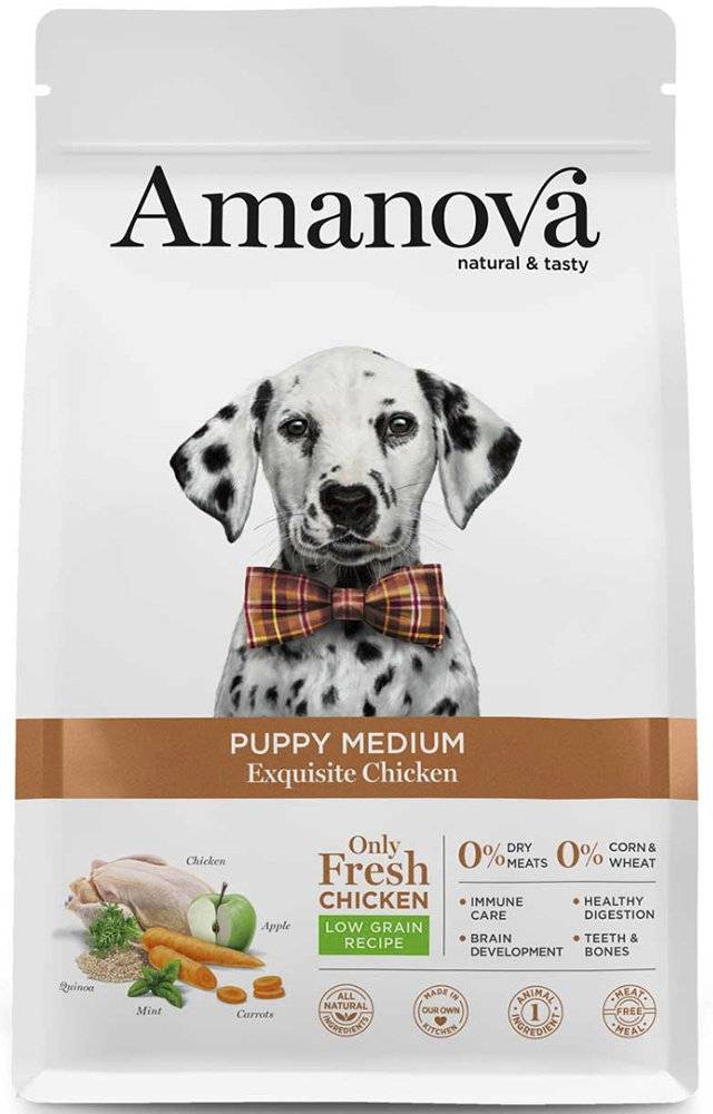 ΤΡΟΦΗ ΣΚΥΛΟΥ AMANOVA PUPPY MEDIUM EXQUISITE ΚΟΤΟΠΟΥΛΟ 2KG AMANOVA