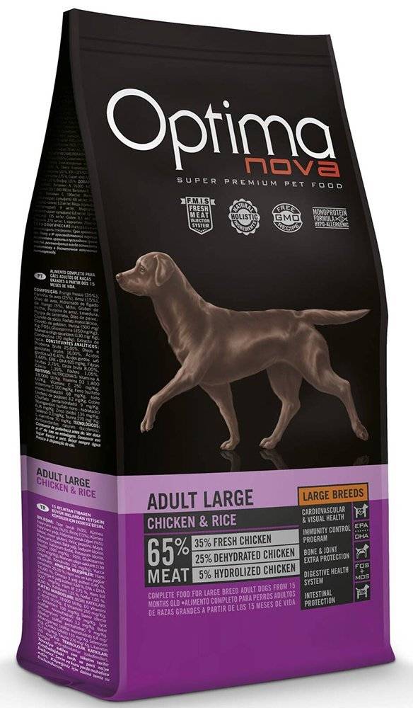 ΤΡΟΦΗ ΣΚΥΛΟΥ OPTIMANOVA ADULT LARGE BREED ΚΟΤΟΠΟΥΛΟ - ΡΥΖΙ 12KG OPTIMANOVA