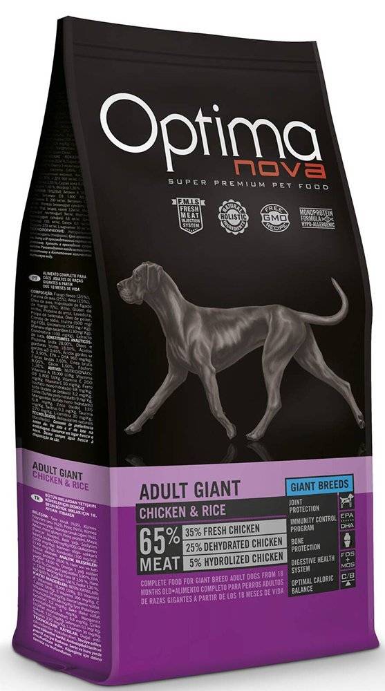 ΤΡΟΦΗ ΣΚΥΛΟΥ OPTIMANOVA ADULT GIANT ΚΟΤΟΠΟΥΛΟ - ΡΥΖΙ 12KG OPTIMANOVA
