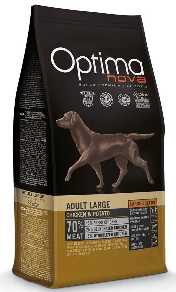 ΤΡΟΦΗ ΣΚΥΛΟΥ OPTIMANOVA ADULT LARGE ΚΟΤΟΠΟΥΛΟ - ΠΑΤΑΤΑ 12KG OPTIMANOVA