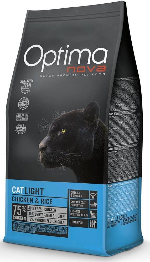 ΤΡΟΦΗ ΓΑΤΑΣ OPTIMANOVA ADULT LIGHT ΚΟΤΟΠΟΥΛΟ - ΡΥΖΙ 2KG