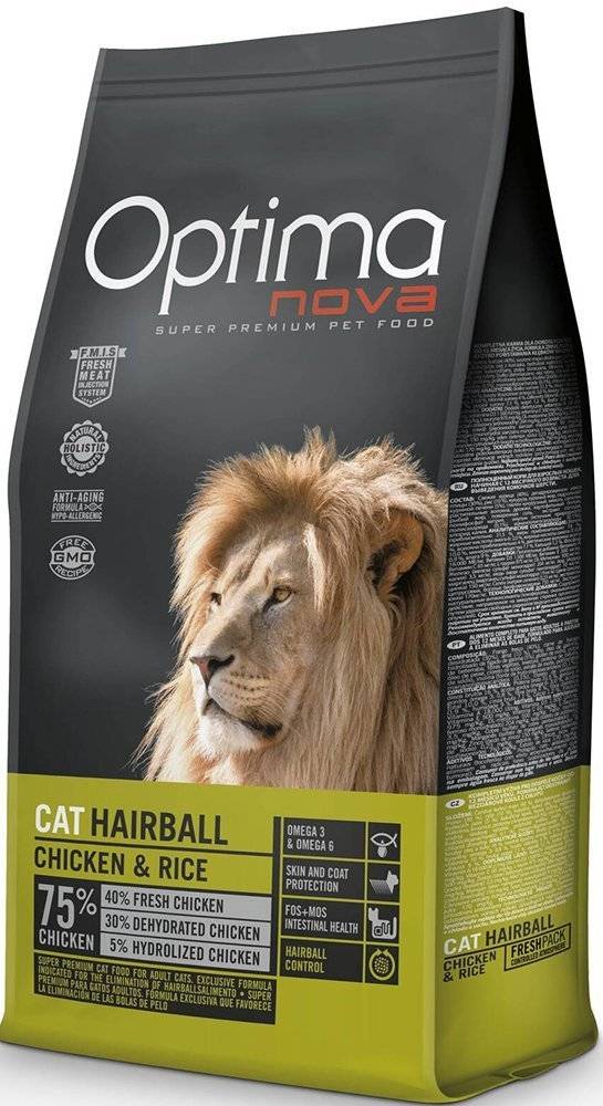 ΤΡΟΦΗ ΓΑΤΑΣ OPTIMANOVA ADULT HAIRBALL ΚΟΤΟΠΟΥΛΟ - ΡΥΖΙ 2KG