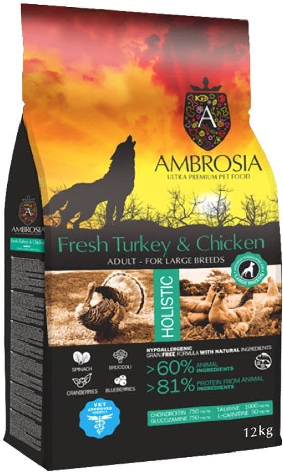 ΤΡΟΦΗ ΣΚΥΛΟΥ AMBROSIA GRAIN FREE ADULT LARGE ΓΑΛΟΠΟΥΛΑ - ΚΟΤΟΠΟΥΛΟ 12KG AMBROSIA