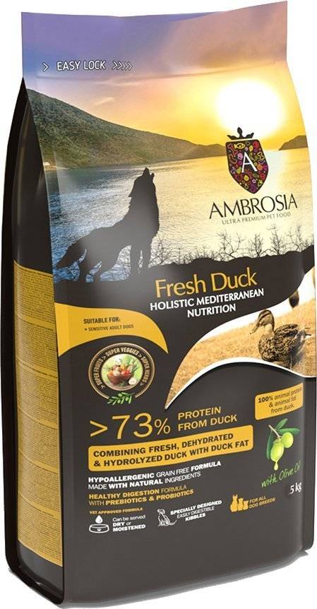 AMBROSIA ΤΡΟΦΗ ΣΚΥΛΟΥ AMBROSIA MEDITERRANEAN DIET GRAIN FREE ADULT SENSITIVE ΦΡΕΣΚΙΑ ΠΑΠΙΑ 5KG