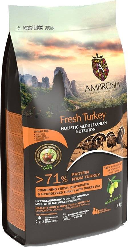 AMBROSIA ΤΡΟΦΗ ΣΚΥΛΟΥ AMBROSIA MEDITERRANEAN DIET SENIOR LIGHT STERILIZED ΓΑΛΟΠΟΥΛΑ 5KG