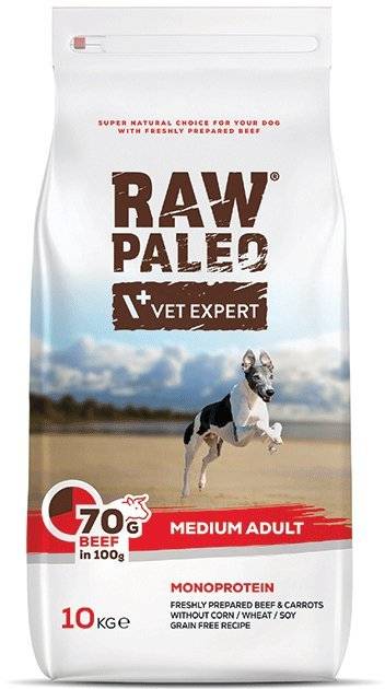 ΤΡΟΦΗ ΣΚΥΛΟΥ RAW PALEO ADULT MEDIUM ΒΟΔΙΝΟ 10KG RAW PALEO
