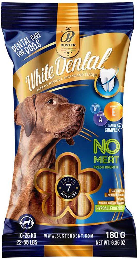 DENTAL STICK ΣΚΥΛΟΥ BUSTER PREMIUM NATUR MEDIUM 180GR 7ΤΜΧ