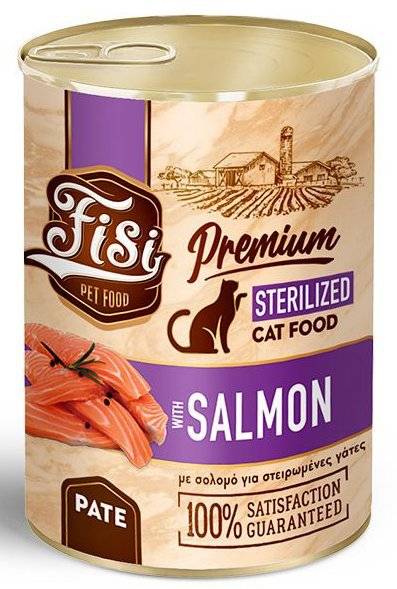ΚΟΝΣΕΡΒΑ ΓΑΤΑΣ FISI STERILIΖED ΣΟΛΟΜΟΣ ΠΑΤΕ 400GR FISI