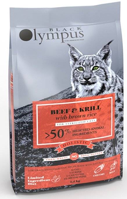 BLACK OLYMPUS ΤΡΟΦΗ ΓΑΤΑΣ BLACK OLYMPUS STERILIZED ΒΟΔΙΝΟ - KRILL 1.5KG