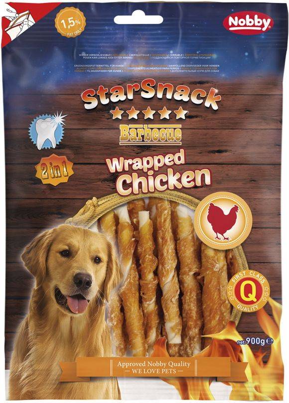 ΣΝΑΚ ΣΚΥΛΟΥ NOBBY BBQ WRAPPED CHICKEN STICK 900GR
