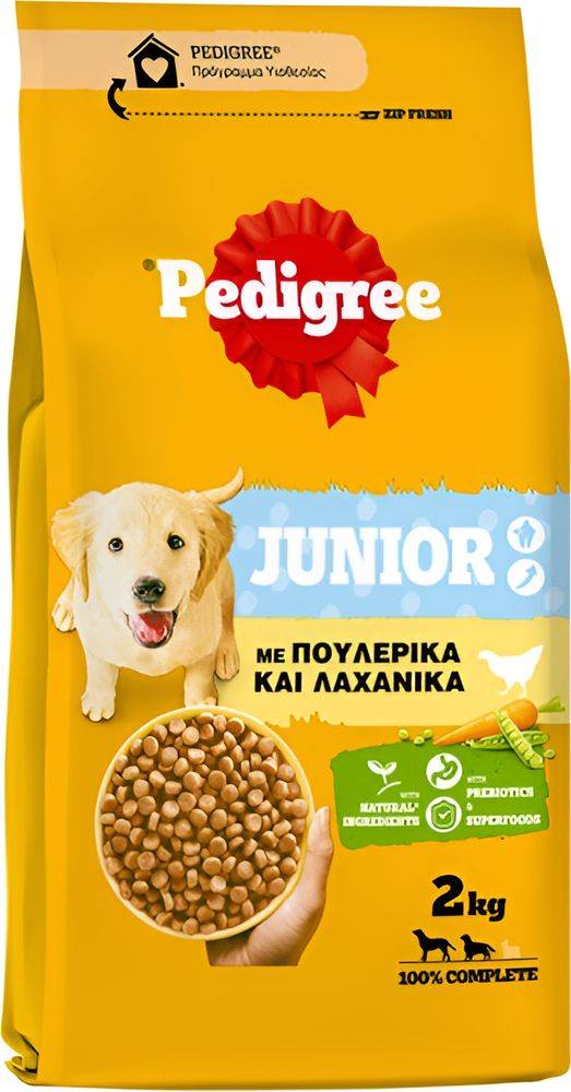 ΤΡΟΦΗ ΣΚΥΛΟΥ PEDIGREE JUNIOR ΜΕ ΠΟΥΛΕΡΙΚΑ ΚΑΙ ΛΑΧΑΝΙΚΑ 2KG PEDIGREE