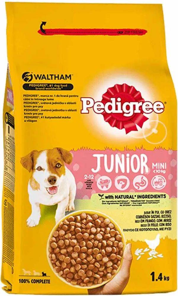 ΤΡΟΦΗ ΣΚΥΛΟΥ PEDIGREE JUNIOR MINI ΜΕ ΚΟΤΟΠΟΥΛΟ ΚΑΙ ΡΥΖΙ 1,4KG