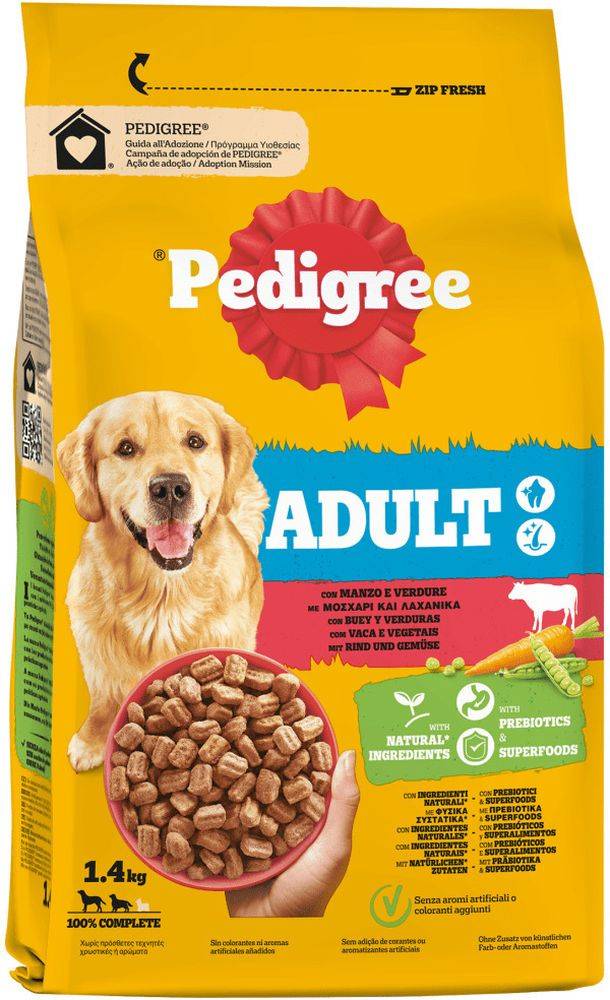 ΤΡΟΦΗ ΣΚΥΛΟΥ PEDIGREE ADULT ΜΕ ΜΟΣΧΑΡΙ ΚΑΙ ΛΑΧΑΝΙΚΑ 1,4KG PEDIGREE