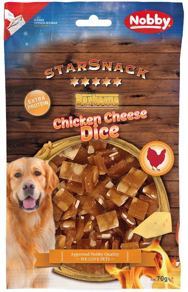 ΣΝΑΚ ΣΚΥΛΟΥ NOBBY STARSNACK BARBEQUE CHICKEN CHESSE DICE (70GR)