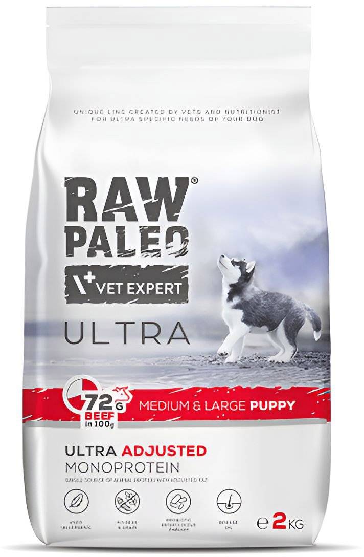 ΤΡΟΦΗ ΣΚΥΛΟΥ RAW PALEO ULTRA PUPPY M - L ΒΟΔΙΝΟ (2KG) RAW PALEO