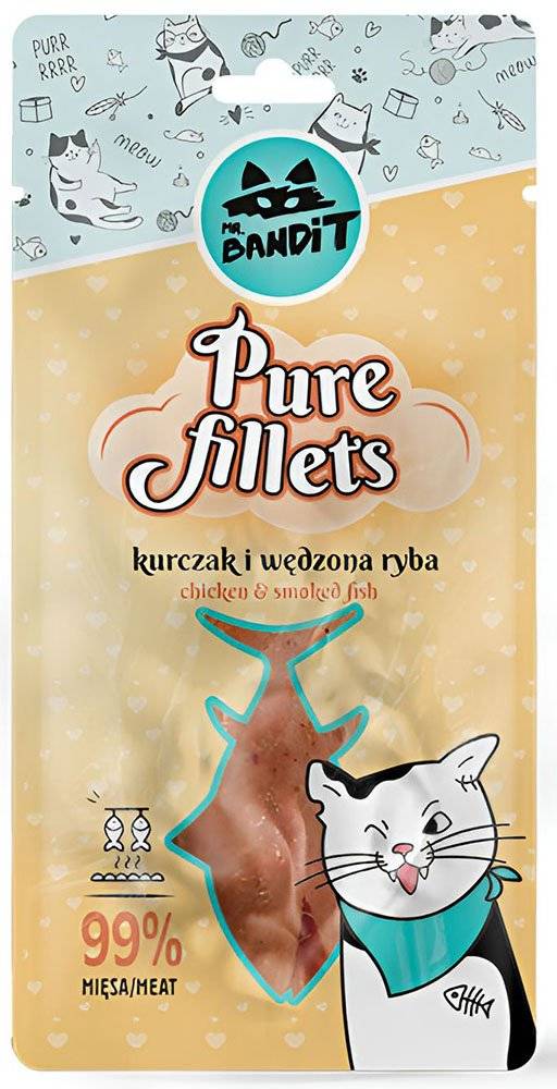 VET EXPERT ΥΓΡΗ ΤΡΟΦΗ VET EXPERT MR BANDIT PURE FILLETS CHICKEN - SMOKED FISH (30 GR)