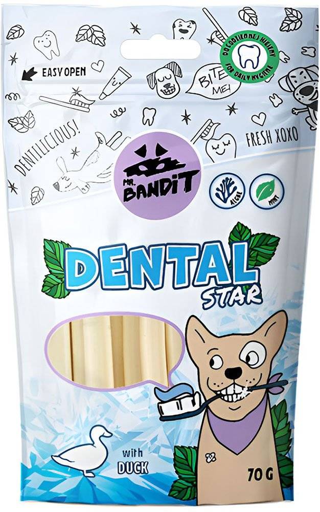 ΟΔΟΝΤΙΚΑ ΣΤΙΚΣ ΣΚΥΛΟΥ VET EXPET MR BANDIT DENTAL STARS DUCK (6 ΤΜΧ / 70 GR) VET EXPERT