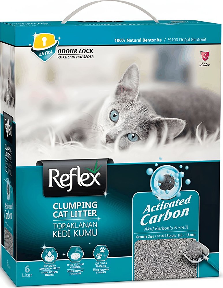 REFLEX ΑΜΜΟΣ ΓΑΤΑΣ REFLEX CLUMPING CAT LITTER BENTONITE GRAY ACTIVATED CARBON (6L)
