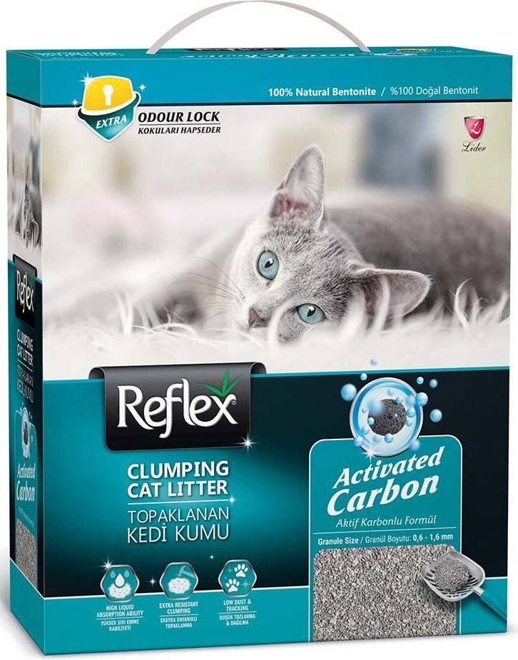 REFLEX ΑΜΜΟΣ ΓΑΤΑΣ REFLEX CLUMPING CAT LITTER BENTONITE GRAY ACTIVATED CARBON (10L)