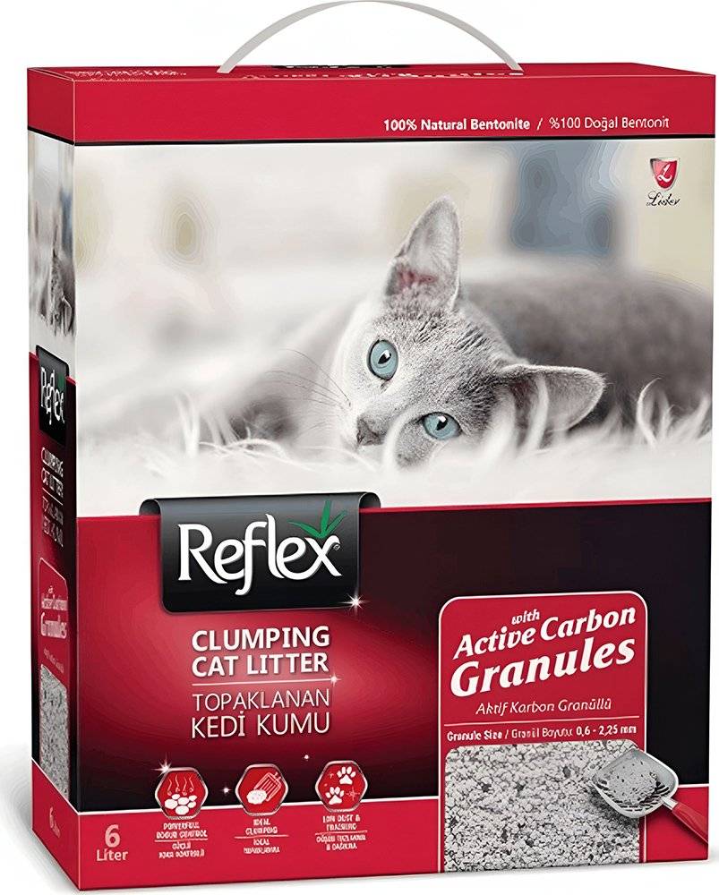ΑΜΜΟΣ ΓΑΤΑΣ REFLEX CLUMPING CAT LITTER BENTONITE ACTIVE CARBON GRANULE (6L) REFLEX